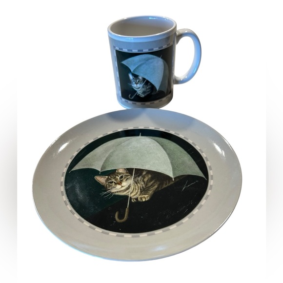 Cat collectible collection by Herrero - set of 3 cups and matching saucers - Picture 6 of 13